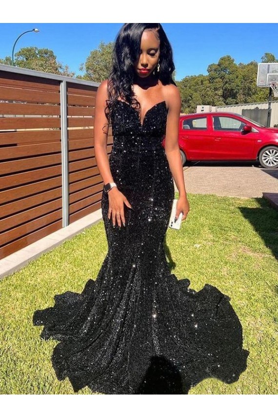 Velvet Sequin Sweetheart Long Sleeveless Prom Dress Norwich