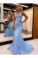 Velvet Sequin V-Neck Sweep Train Sleeveless Evening Gown Norwich