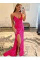 Velvet Sequin V-Neck Sweep Train Long Sleeveless Gowns Norwich
