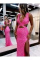 Velvet Sequin V-Neck Long Sweep Train Sleeveless Evening Dress Norwich