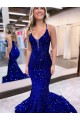 Velvet Sequin V-Neck Court Train Sleeveless Prom Dress Norwich