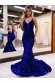 Velvet Sequin V-Neck Court Train Sleeveless Prom Dress Norwich