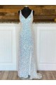 Velvet Sequin V-Neck Sweep Train Sleeveless Evening Gown / Prom Dress Norwich