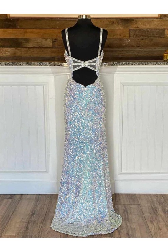 Velvet Sequin V-Neck Sweep Train Sleeveless Evening Gown / Prom Dress Norwich