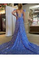 Velvet Sequin V-Neck Court Train Sleeveless Prom Dress / Evening Dress Norwich
