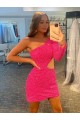Velvet Sequin One Shoulder Short Long Sleeves Evening Gowns Norwich