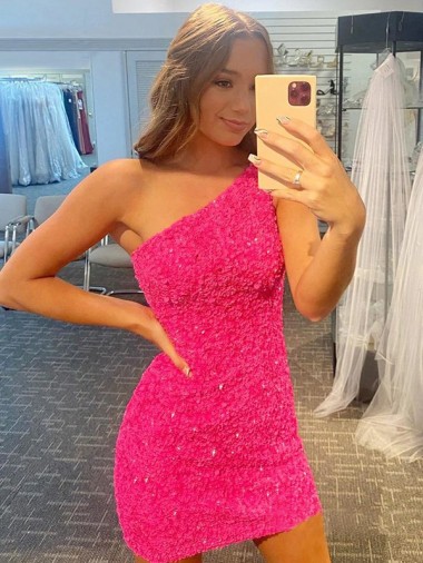 Velvet Sequin One Shoulder Short Sleeveless Evening Gown Norwich