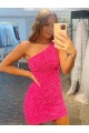 Velvet Sequin One Shoulder Short Sleeveless Evening Gown Norwich