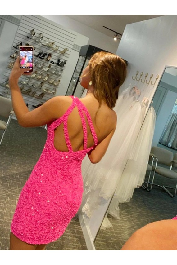 Velvet Sequin One Shoulder Short Sleeveless Evening Gown Norwich