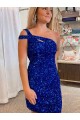 Velvet Sequin One Shoulder Short Sleeveless Prom Dresses Norwich