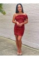Velvet Sequin One Shoulder Short Sleeveless Prom Dress Norwich