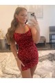 Velvet Sequin Spaghetti Straps Short Sleeveless Prom Dress / Evening Gown Norwich
