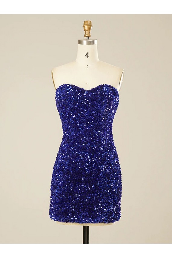 Velvet Sequin Sweetheart Short Sleeveless Prom Dress Norwich