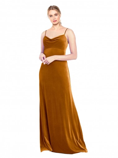 Stretch Velvet Spaghetti Straps Long Sleeveless Prom Dress / Bridesmaid Dress Norwich