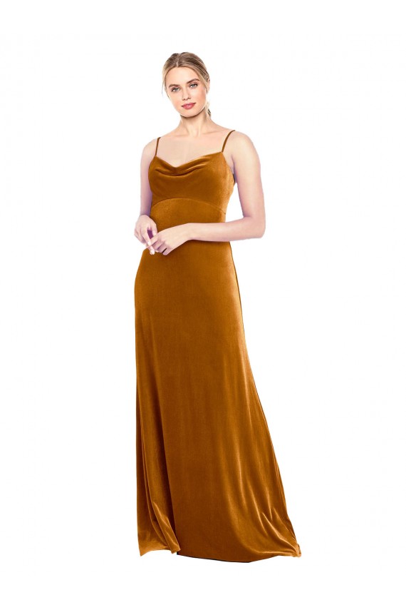 Stretch Velvet Spaghetti Straps Long Sleeveless Prom Dress / Bridesmaid Dress Norwich