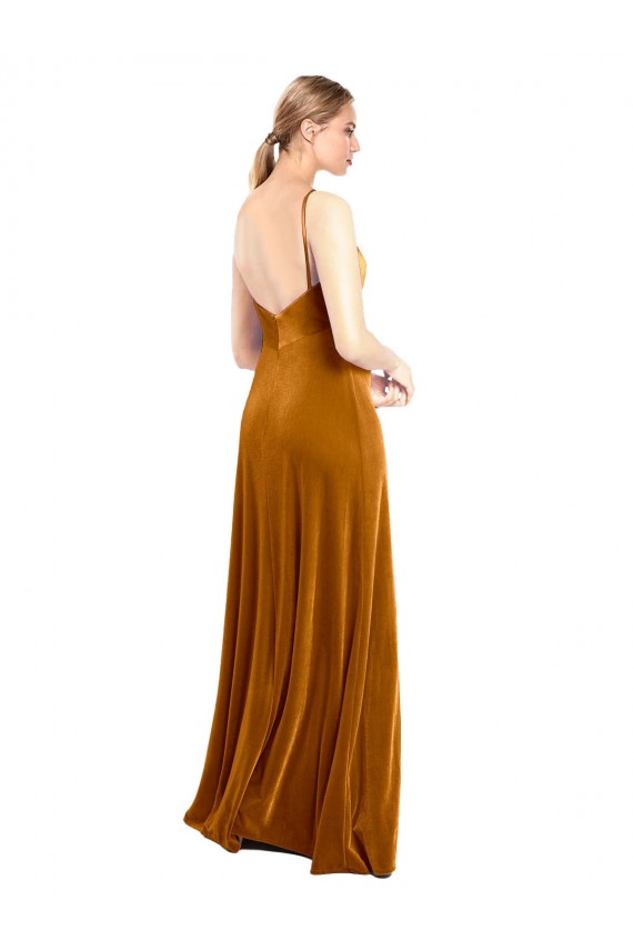 Stretch Velvet Spaghetti Straps Long Sleeveless Prom Dress / Bridesmaid Dress Norwich