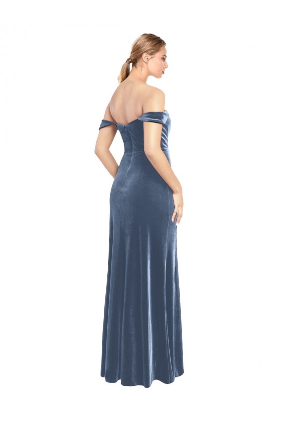 Stretch Velvet Off the Shoulder Long Sleeveless Prom Dress / Bridesmaid Dress Norwich