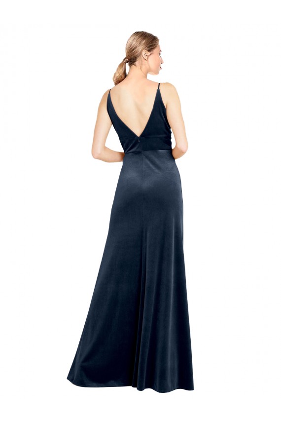 V-Back Stretch Velvet V-Neck Long Sleeveless Prom Dress / Bridesmaid Dress Norwich