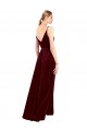 V-Back Burgundy Stretch Velvet V-Neck Long Sleeveless Bridesmaid Dress / Evening Dress Norwich