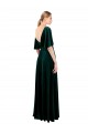 V-Back Dark Green Stretch Velvet V-Neck Long Flutter Sleeves Prom Dress / Bridesmaid Dress Norwich