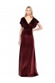V-Back Burgundy Stretch Velvet V-Neck Long Flutter Sleeves Prom Dress / Bridesmaid Dress Norwich