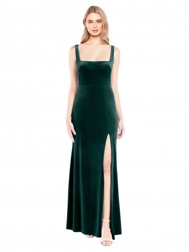 Stretch Velvet Square Neck Long Sleeveless Prom Dress / Bridesmaid Dress Norwich