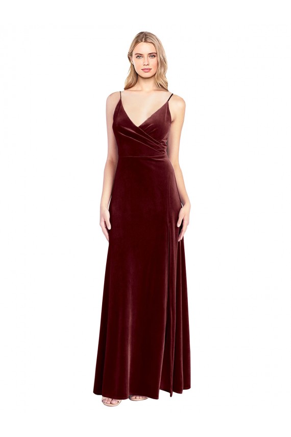 V-Back Stretch Velvet V-Neck Long Sleeveless Black Tie Prom Dress / Bridesmaid Dress Norwich