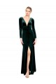 Open Back Stretch Velvet V-Neck Long Long Sleeves Black Tie Prom Dress / Bridesmaid Dress Norwich