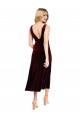 V-Back Burgundy Stretch Velvet V-Neck Midi Length Sleeveless Prom Dress / Bridesmaid Dress Norwich
