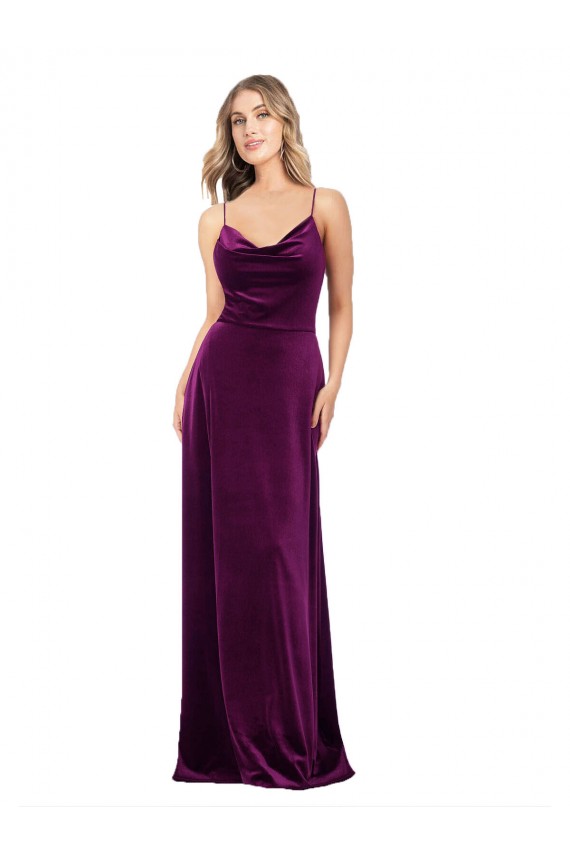 Open Back Stretch Velvet Scoop Neck Long Sleeveless Formal Evening Gown / Prom Dress / Bridesmaid Dress Norwich