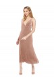 V-Back Pink Stretch Velvet V-Neck Midi Length Sleeveless Prom Dress / Bridesmaid Dress Norwich