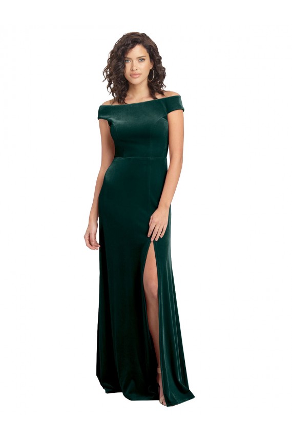 Stretch Velvet Square Neck Long Cap Sleeves Formal Evening Gown / Prom Dress / Bridesmaid Dress Norwich