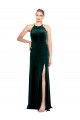 Keyhole Back Dark Green Stretch Velvet Spaghetti Straps Long Sleeveless Prom Dress / Bridesmaid Dress Norwich