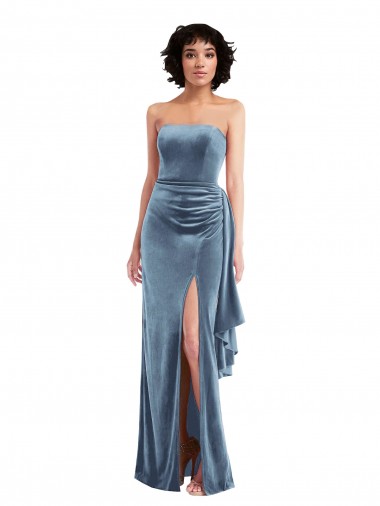 Low Back Stretch Velvet Strapless Long Sleeveless Formal Evening Gown / Prom Dress / Bridesmaid Dress Norwich
