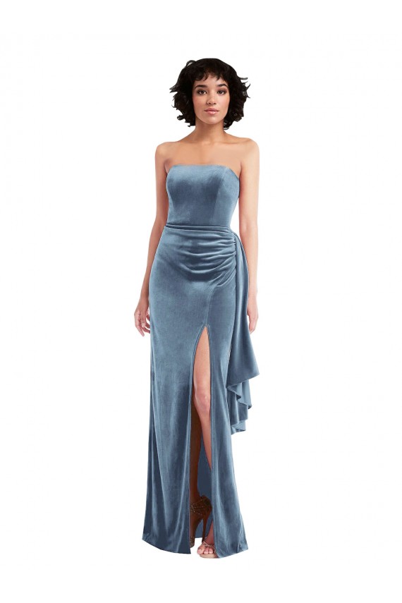 Low Back Stretch Velvet Strapless Long Sleeveless Formal Evening Gown / Prom Dress / Bridesmaid Dress Norwich