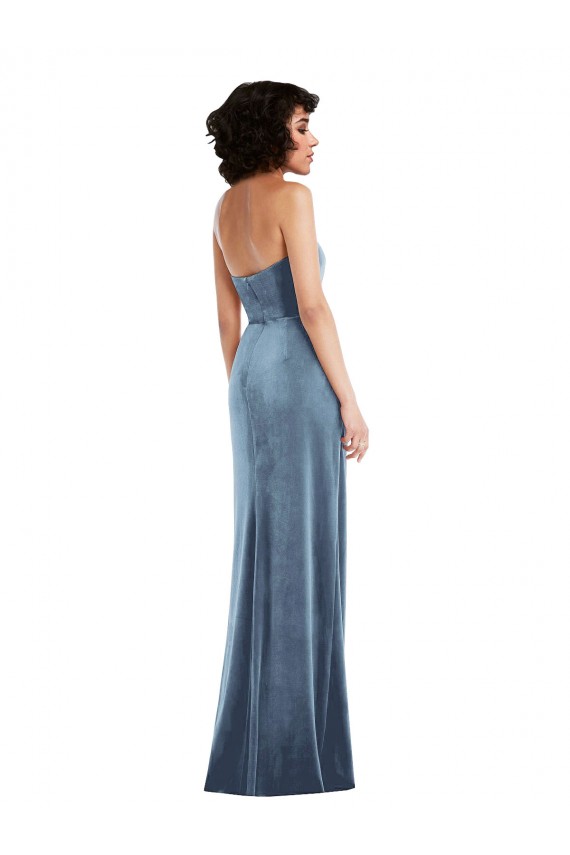 Low Back Stretch Velvet Strapless Long Sleeveless Formal Evening Gown / Prom Dress / Bridesmaid Dress Norwich