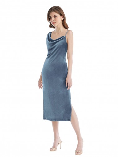 Stretch Velvet One Shoulder Long Sleeveless Semi Formal Evening Dress / Prom Dress / Bridesmaid Dress Norwich
