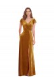 Stretch Velvet V-Neck Long Cap Sleeves Formal Evening Gown / Prom Dress / Bridesmaid Dress Norwich