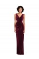 Stretch Velvet V-Neck Long Sleeveless Semi Formal Evening Dress / Prom Dress / Bridesmaid Dress Norwich