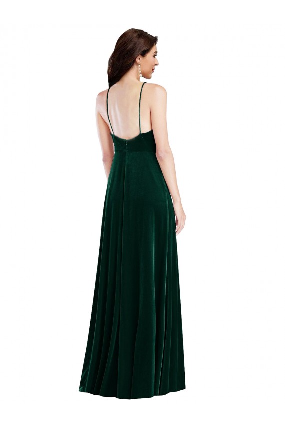 Stretch Velvet Halter Neck Long Sleeveless Semi Formal Evening Dress / Prom Dress / Bridesmaid Dress Norwich