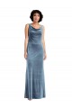 V-Back Stretch Velvet Cowl Neck Long Sleeveless Evening Dress / Bridesmaid Dress Norwich