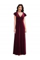 Stretch Velvet V-Neck Long Flutter Sleeves Semi Formal Evening Dress / Prom Dress / Bridesmaid Dress Norwich