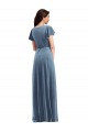 Stretch Velvet V-Neck Long Flutter Sleeves Black Tie Evening Gown / Prom Dress / Bridesmaid Dress Norwich