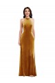 Keyhole Back Stretch Velvet Halter Neck Long Sleeveless Semi Formal Evening Dress / Prom Dress / Bridesmaid Dress Norwich