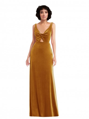 V-Back Stretch Velvet V-Neck Long Sleeveless Semi Formal Evening Dress / Prom Dress / Bridesmaid Dress Norwich