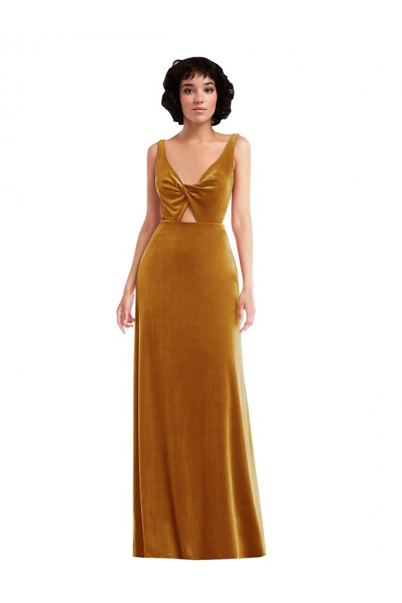 V-Back Stretch Velvet V-Neck Long Sleeveless Semi Formal Evening Dress / Prom Dress / Bridesmaid Dress Norwich