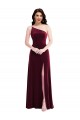 Stretch Velvet One Shoulder Long Sleeveless Black Tie Evening Dress / Prom Dress / Bridesmaid Dress Norwich