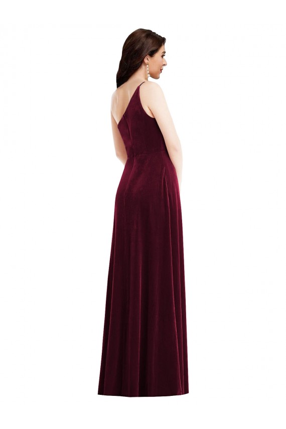 Stretch Velvet One Shoulder Long Sleeveless Black Tie Evening Dress / Prom Dress / Bridesmaid Dress Norwich