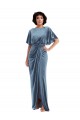 Open Back Stretch Velvet Long Flutter Sleeves Semi Formal Evening Dress / Prom Dress / Bridesmaid Dress Norwich