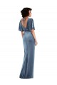 Open Back Stretch Velvet Long Flutter Sleeves Semi Formal Evening Dress / Prom Dress / Bridesmaid Dress Norwich